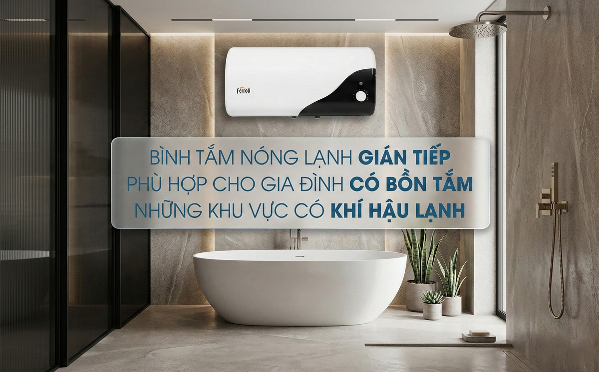 Bình tắm nóng lạnh Ferroli phù hợp sử dụng ở nơi có khí hậu lạnh