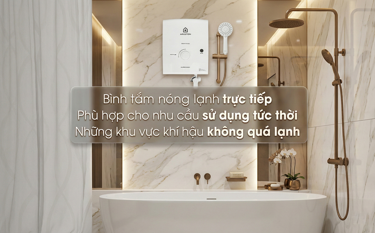 Máy nước nóng trực tiếp phù hợp khí hậu không quá lạnh